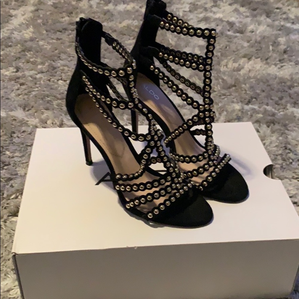 Black and Gold studded high heels by Aldo
